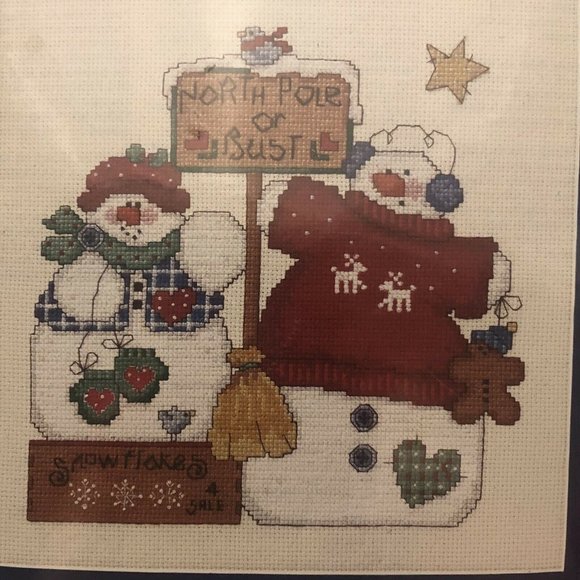 Vintage 99 Christmas Traditions Cross Stitch Kit Designs For The Needle Snowmen - Picture 3 of 12
